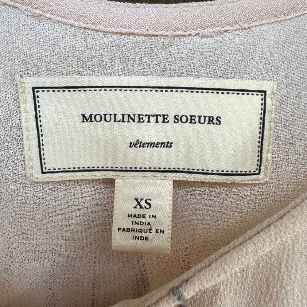 Moulinette Soeurs Beaded Velvet Flowy Tan Grey Tank Top Size XS - Picture 6 of 11